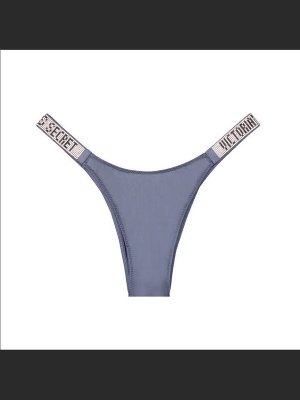 Victoria's Secret Slate Blue Logo Strap Thong